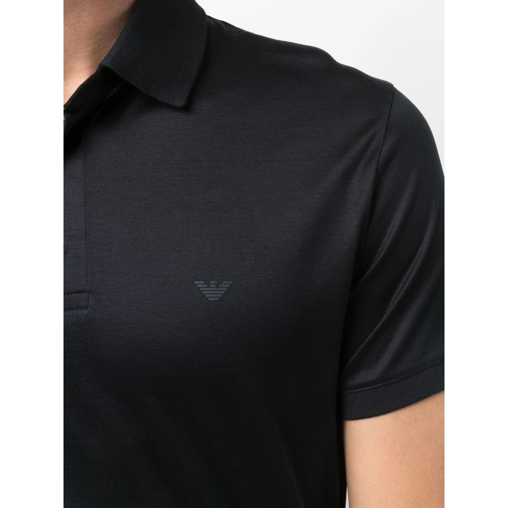 Emporio Armani Blauw Poloshirt met Adelaar Motief Blue Heren