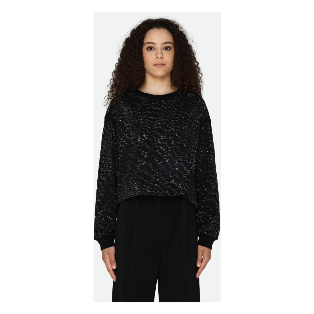 pinko Zwarte Katoenen Sweater Black Dames