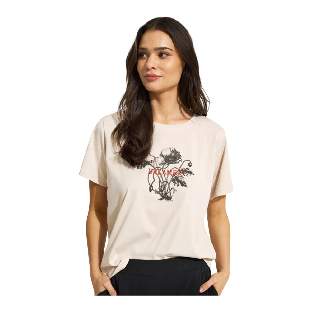 IN Front Dream T-shirt met Print Beige Dames