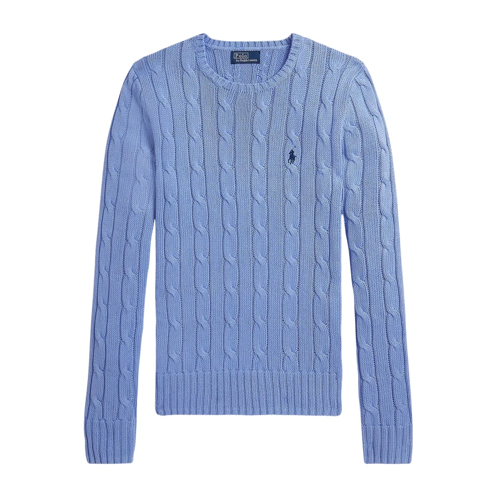 Polo Ralph Lauren Women's Blue Round-Neck Knitwear, S, Crew-Neck Cable-Knit Jumper