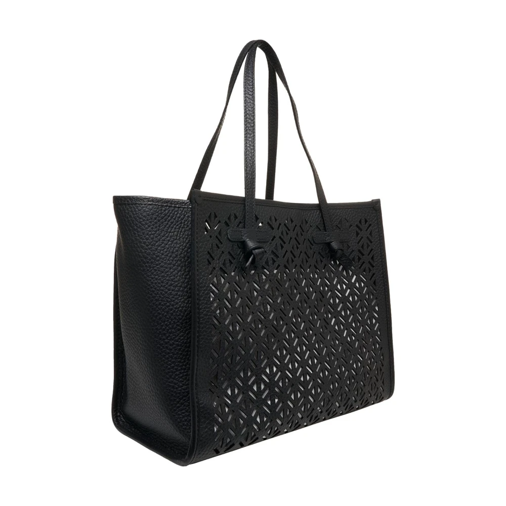 Gianni Chiarini Zwarte Leren Shopper Tas Black Dames