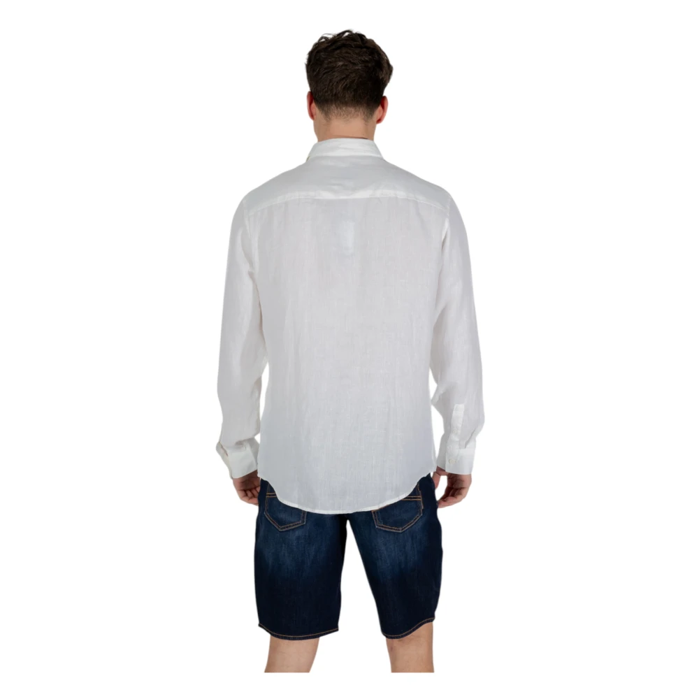 Armani Exchange Linen Overhemd met Lange Mouwen White Heren