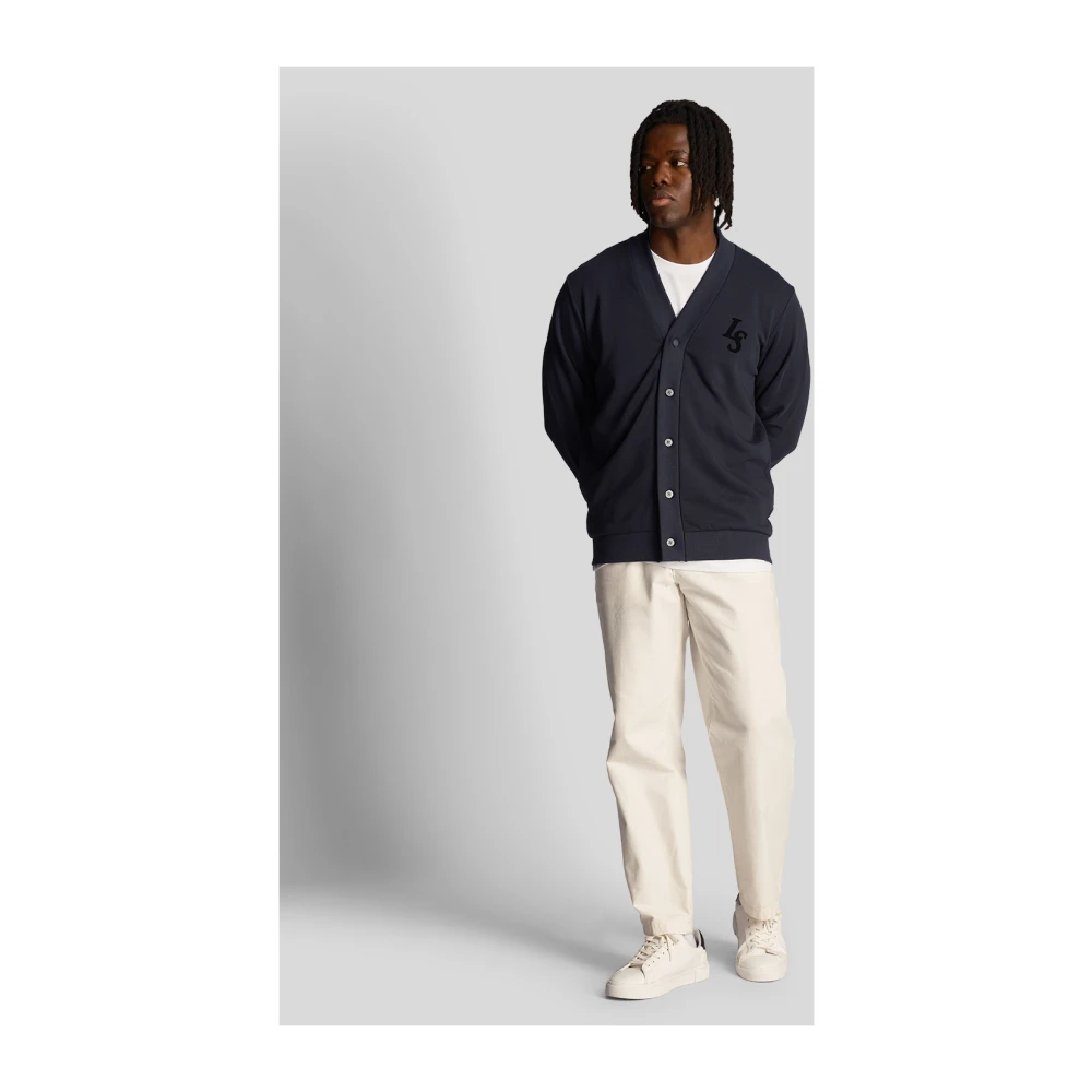 Lyle & Scott Clubembleem Baseball Cardigan Blue Heren