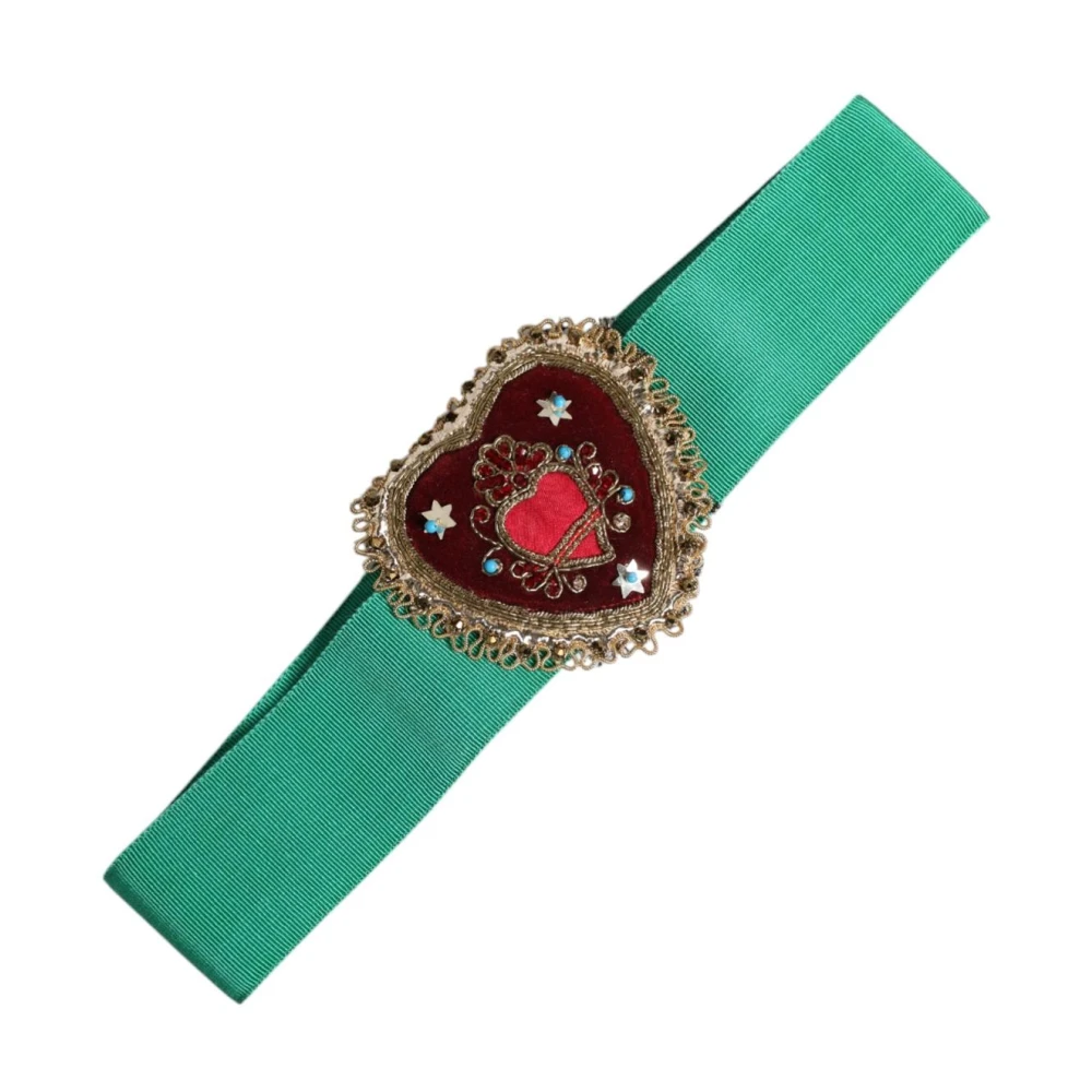 Dolce & Gabbana Women's Green Heart Embellished Snap Closure Belt