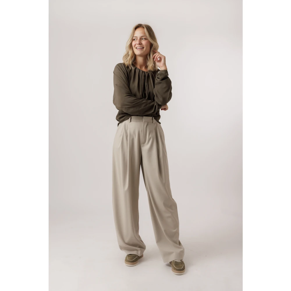 drykorn Groene Geplooide Blouse Oversized Fit Green Dames