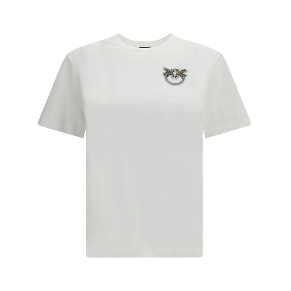 Pinko Women's White T-Shirts, M, Cotton Crew Neck T-Shirt