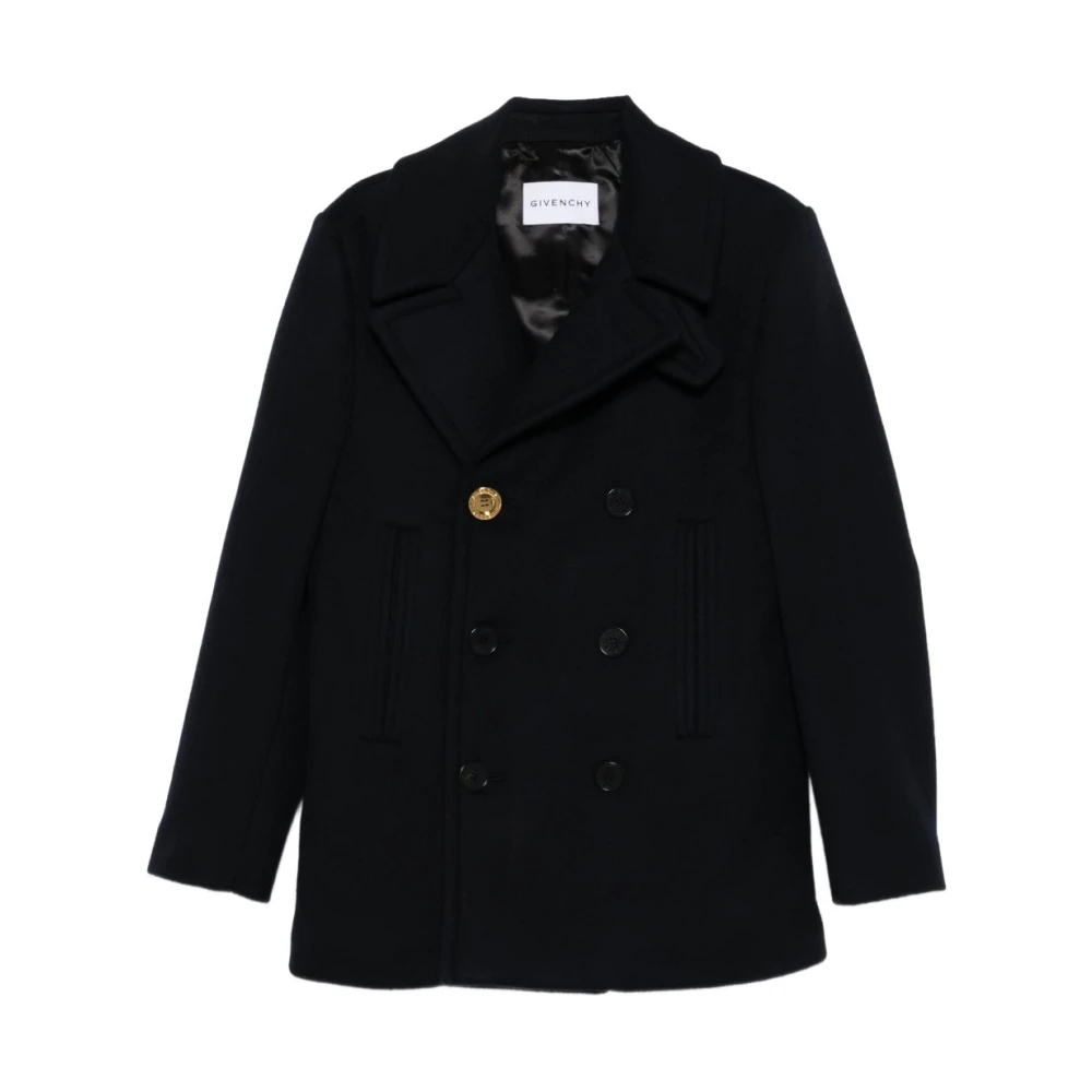 Givenchy Men's Blue Peacoat In Wool