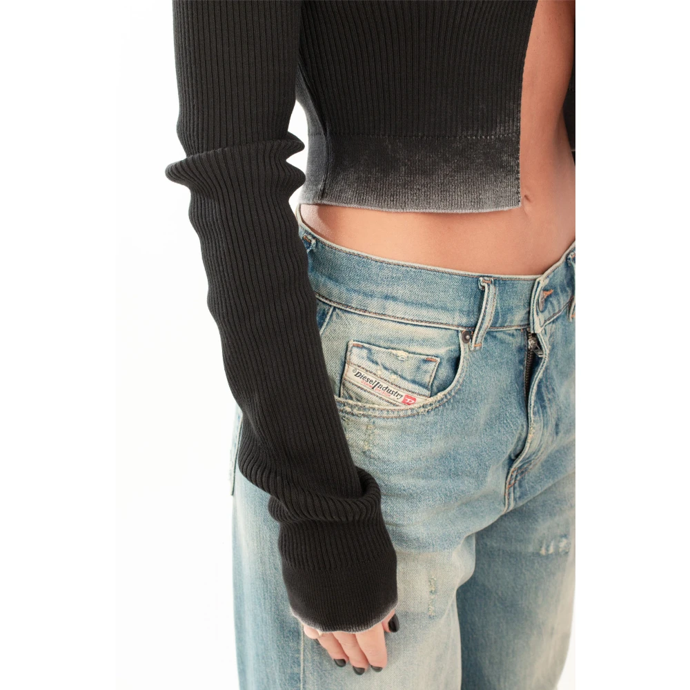 Diesel Geribbelde Cardigan in Vervaagde Stijl Black Dames