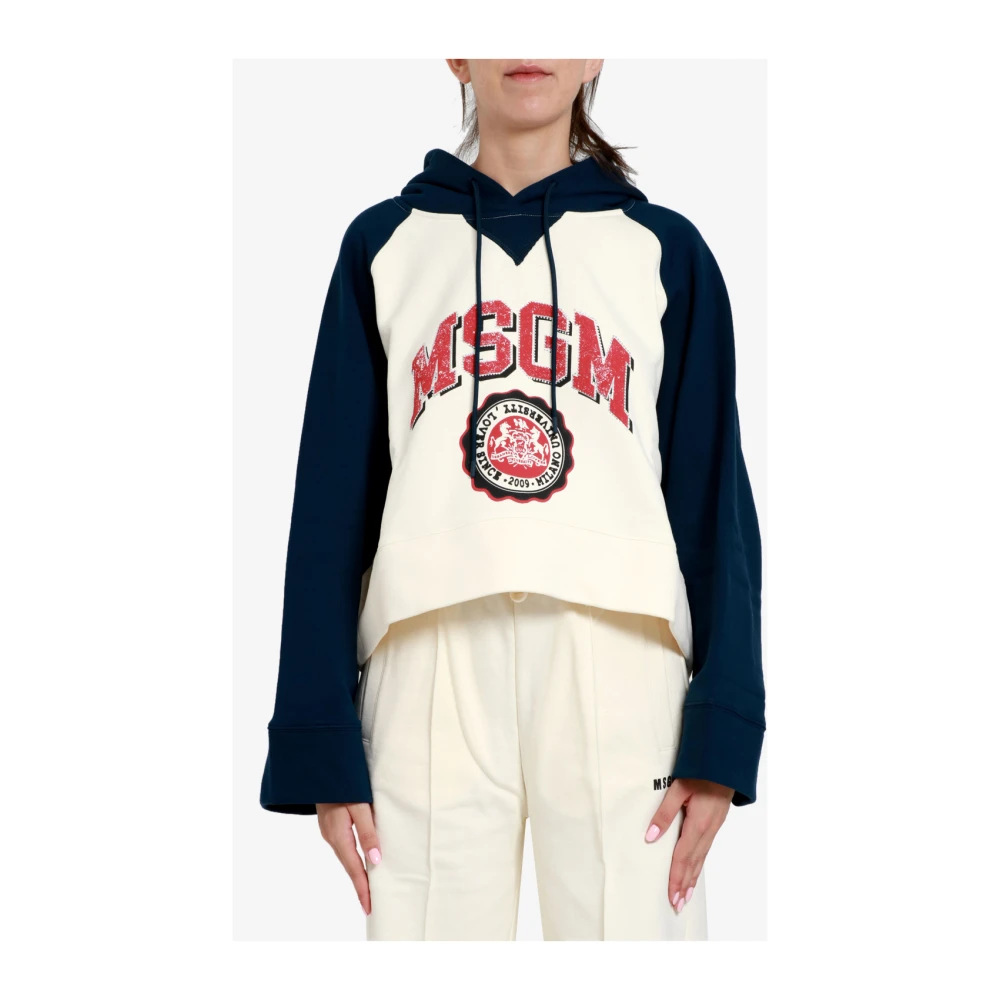 Msgm College-Style Katoenen Jersey Sweatshirt met Contrasterende Mouwen Multicolor Dames
