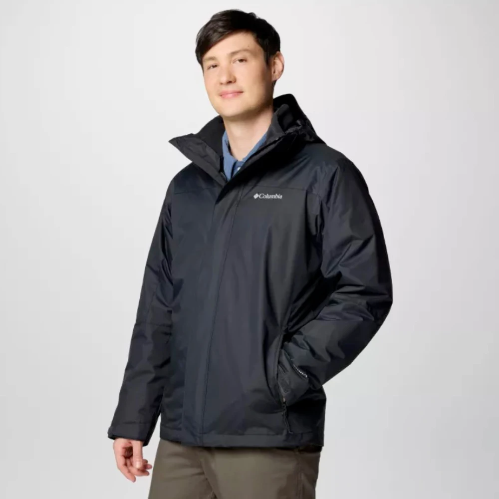 Columbia Zwarte Waterdichte Uitwisselbare Jas met Fleece Voering Black Heren