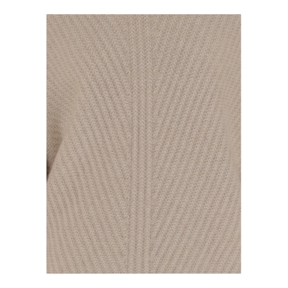 allude Geribde Cashmere V-hals Pullover Beige Dames