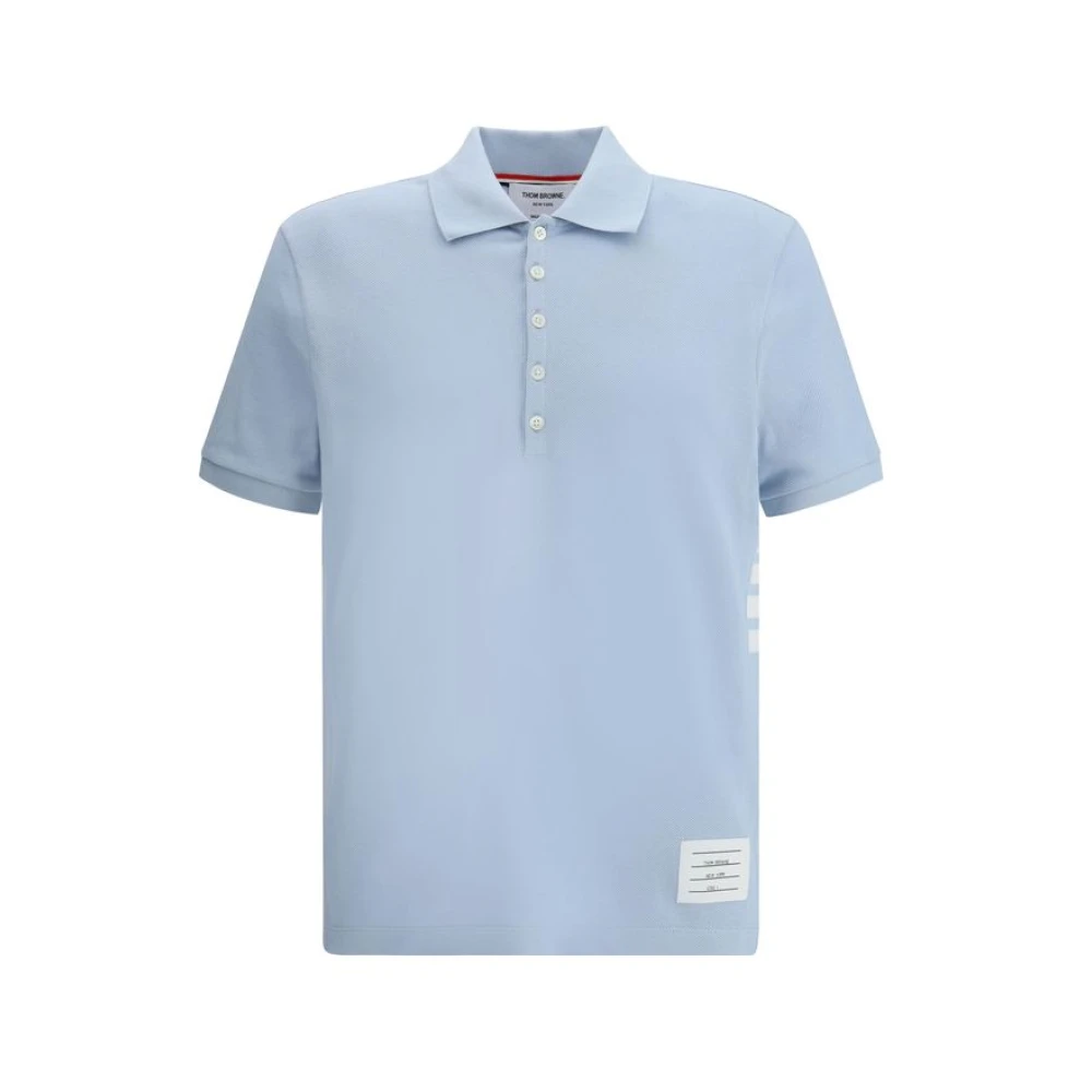 Thom Browne Men's Blue Iconic Polo Shirt With Horizontal Bands