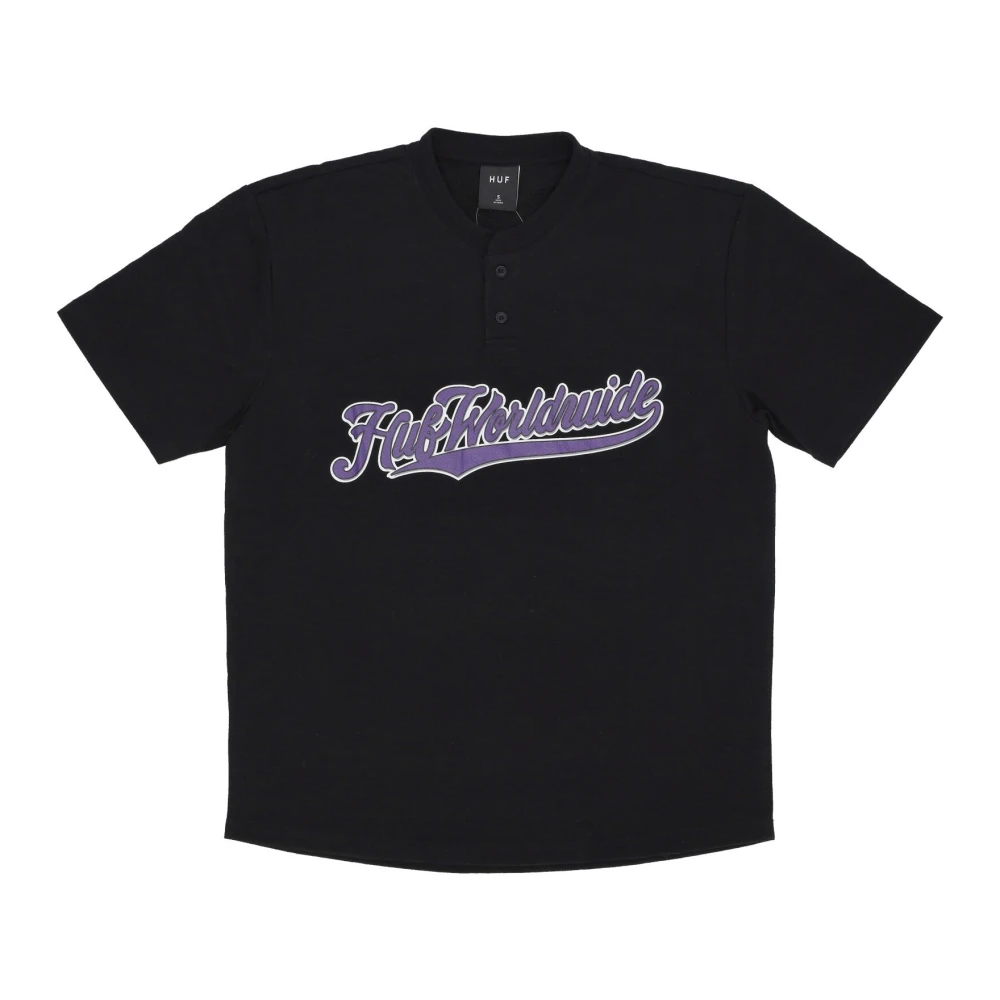 HUF Mesh Baseball Henley T-Shirt Zwart Black Heren