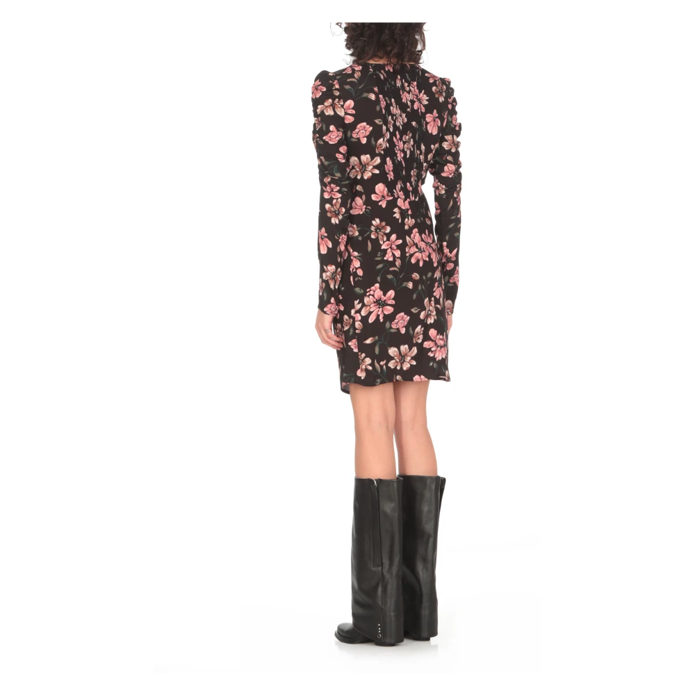 Mar De Margaritas Zwarte Bloemenprint Viscose Jurk Multicolor Dames