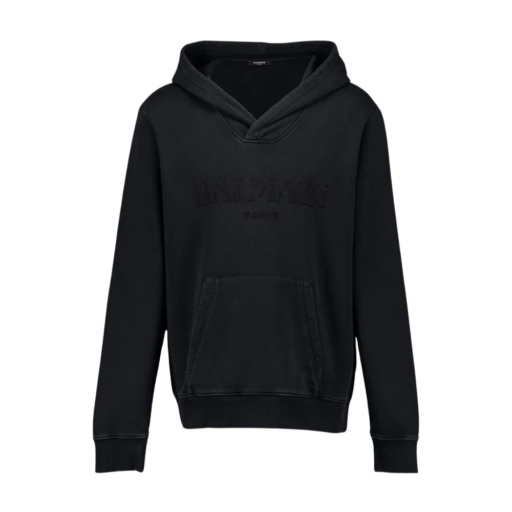 Balmain Black Vintage Embroidered Hoodie - Male - Hoodies - L - Sweatshirts & Hoodies
