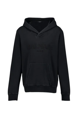 Vintage Broderad Svart Hoodie