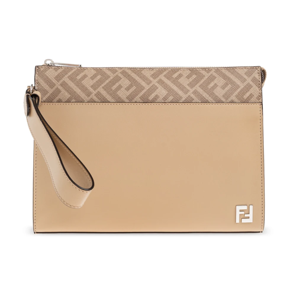 Fendi Herr Beige Väskor, One Size, Bomull, Ff Squared Clutch