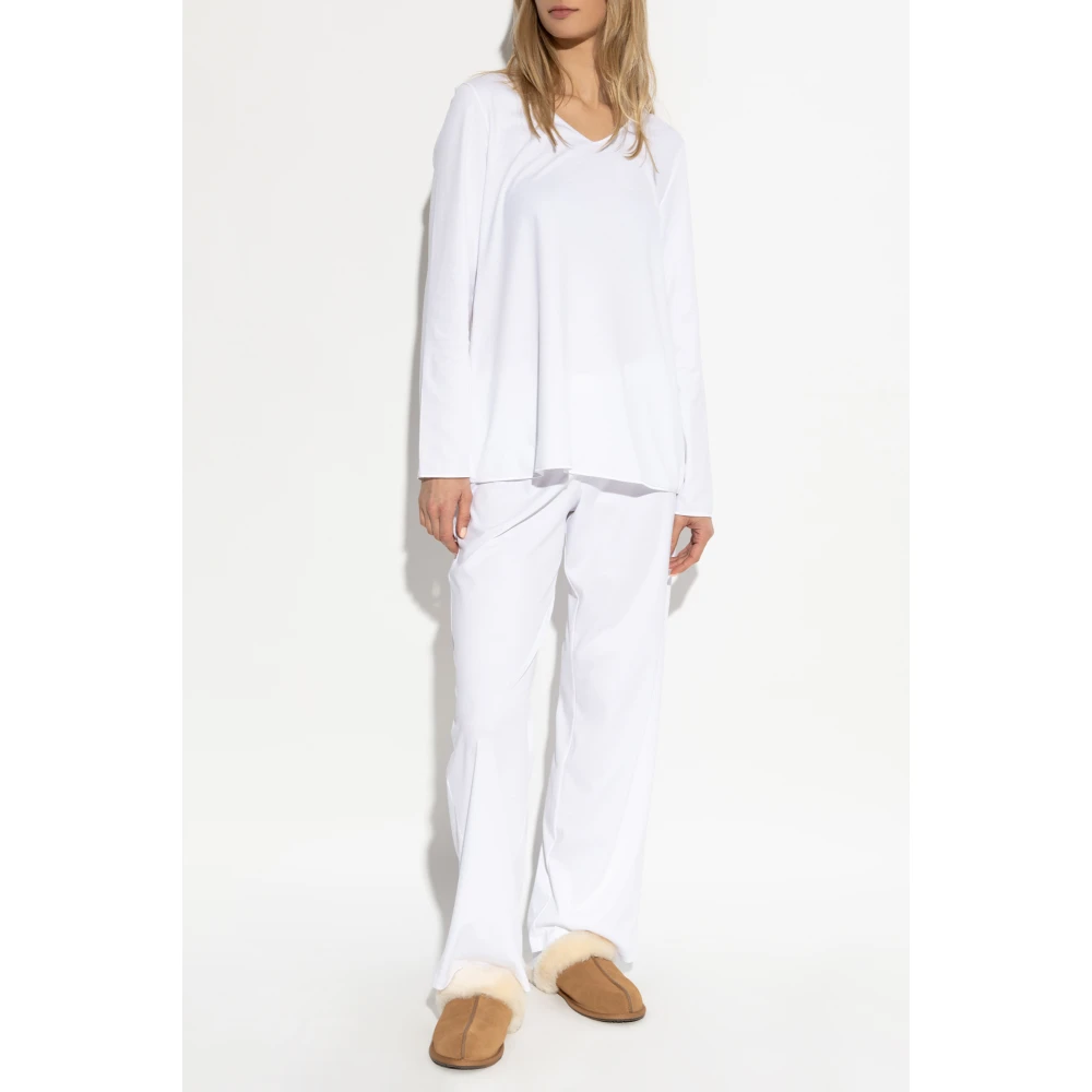 Hanro Pyjama Katoen Zijde White Dames