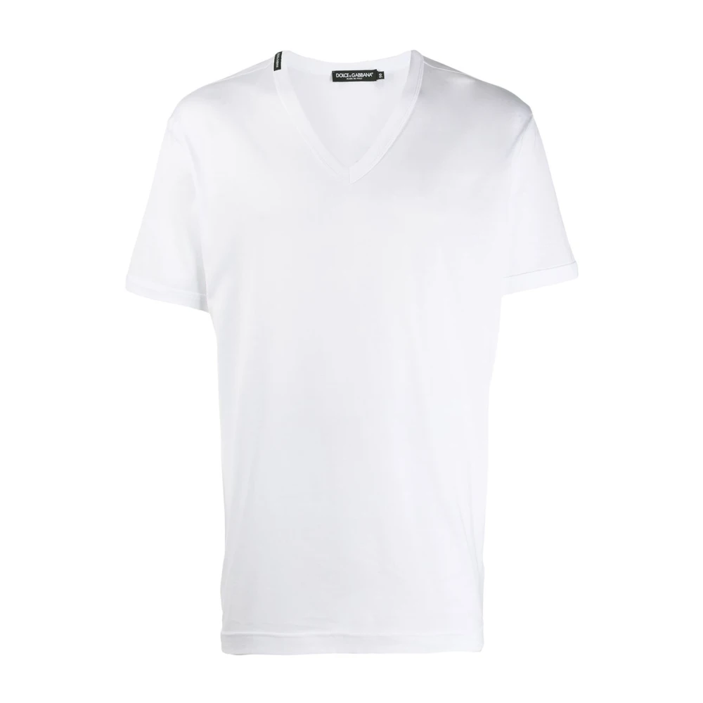 Dolce & Gabbana Vit V-ringad T-shirt och Polo White, Herr