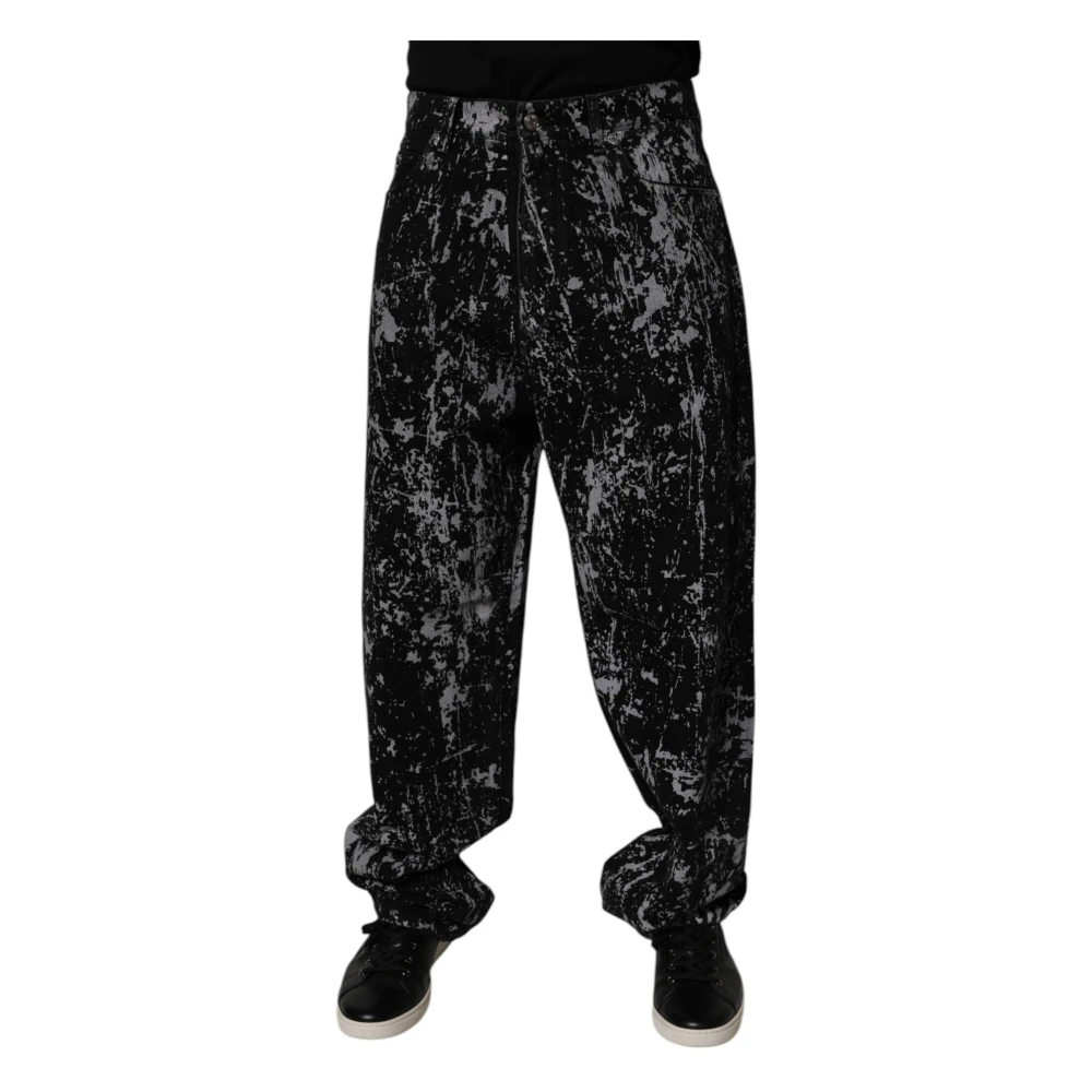 Dolce & Gabbana Tie Dye Straight Denim Jeans - Male - Loose Fit Jeans - Multicolor - M - Jeans