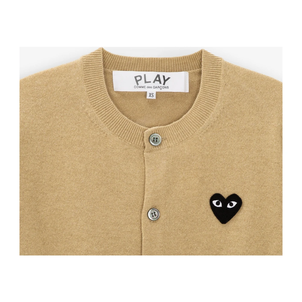 Comme des Garçons Play Logo Cardigan in Light Camel Beige Dames