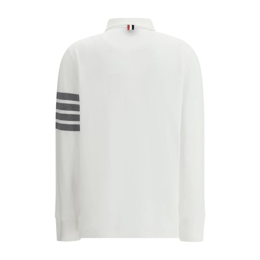 Thom Browne Monogram Patch Lange Mouw Polo Shirt White Dames