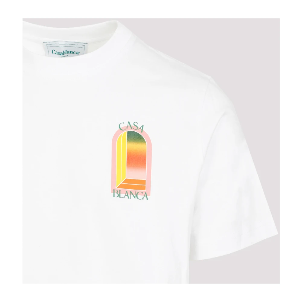 Casablanca Wit Gradient Logo Bedrukt T-Shirt White Heren