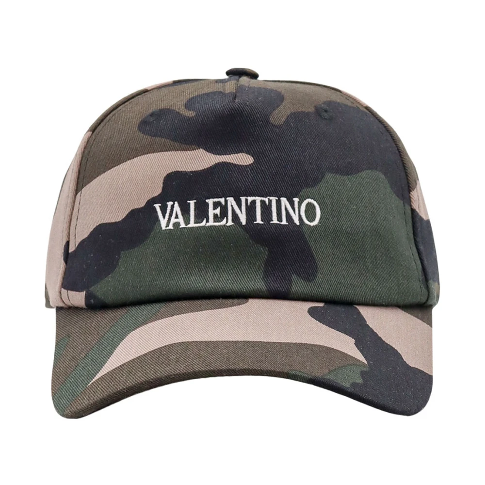 Valentino Garavani Camouflage Baseballpet met Borduursel Green Heren