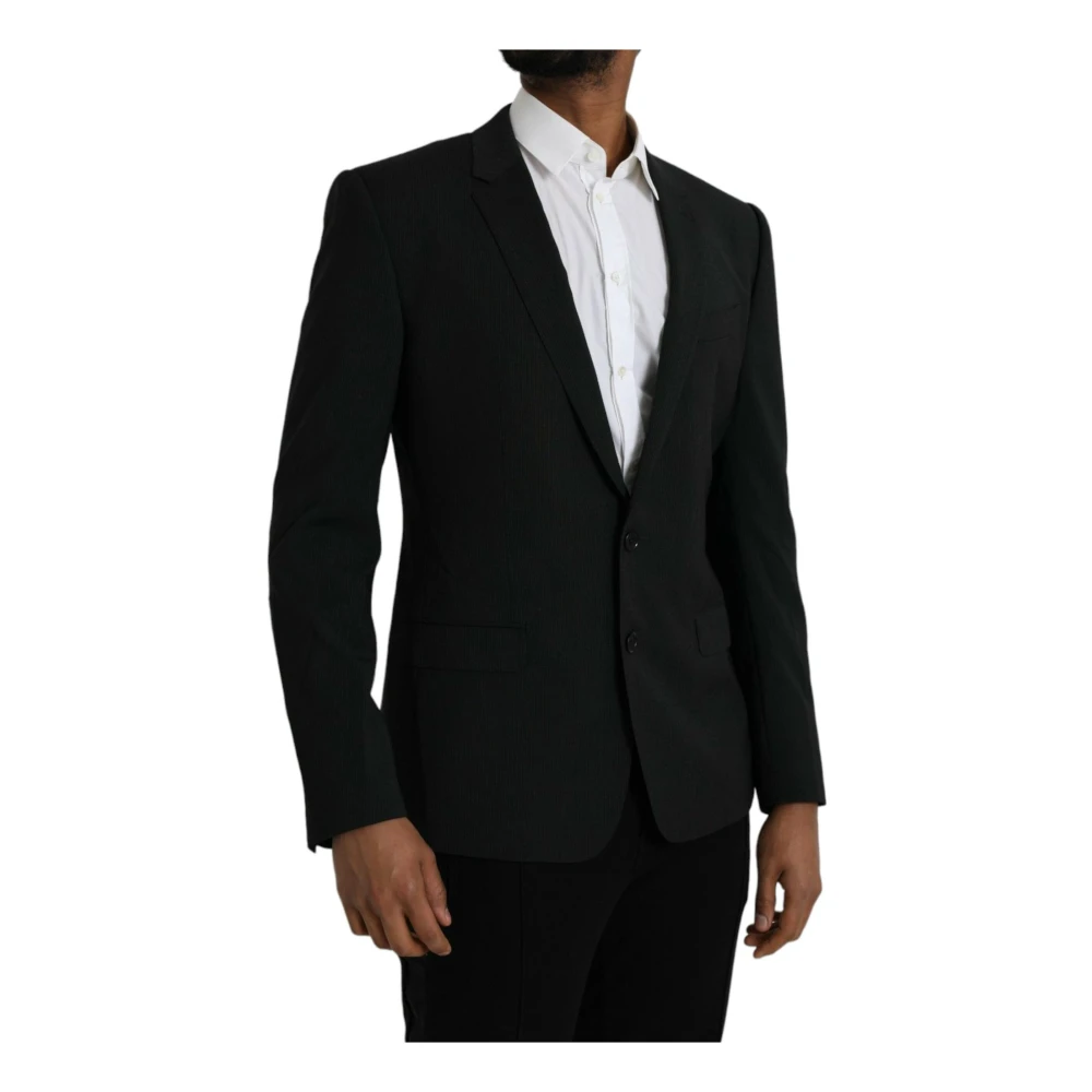Dolce & Gabbana Blauwe Slim Fit Blazer Eén Knoop Blue Heren