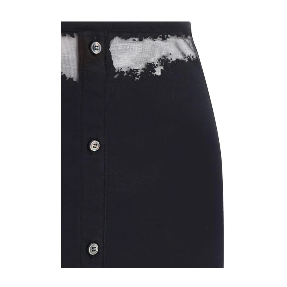 Diesel Asymmetrische Katoenen Rok met Transparante Panelen Black Dames