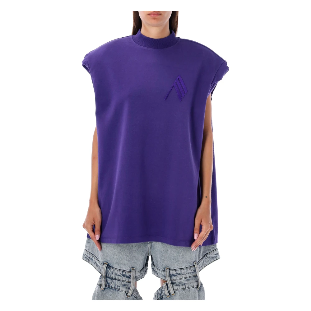 The Attico Paarse Laurie T-shirt met schoudervullingen en torchons Purple Dames