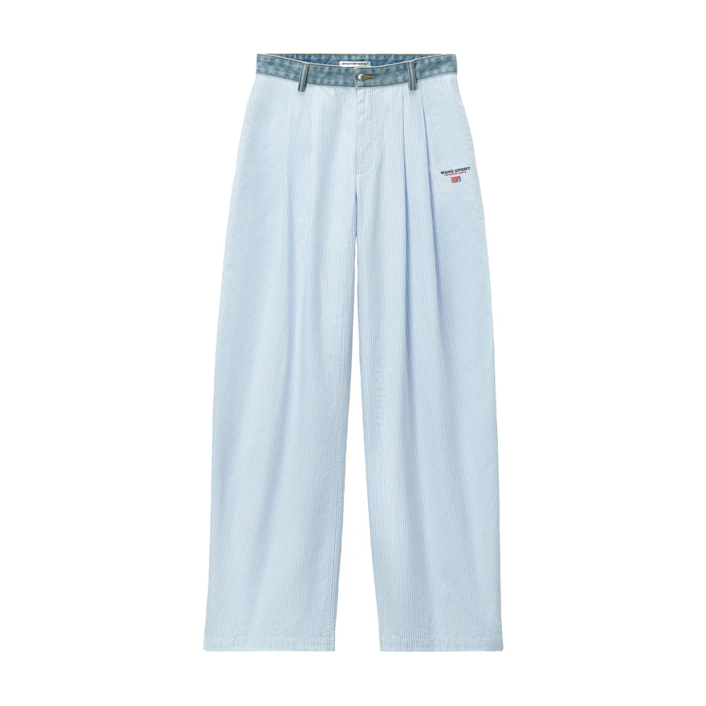 T by Alexander Wang Blauwe Geborduurd Logo Voorste Knoop Jeans Blue Dames