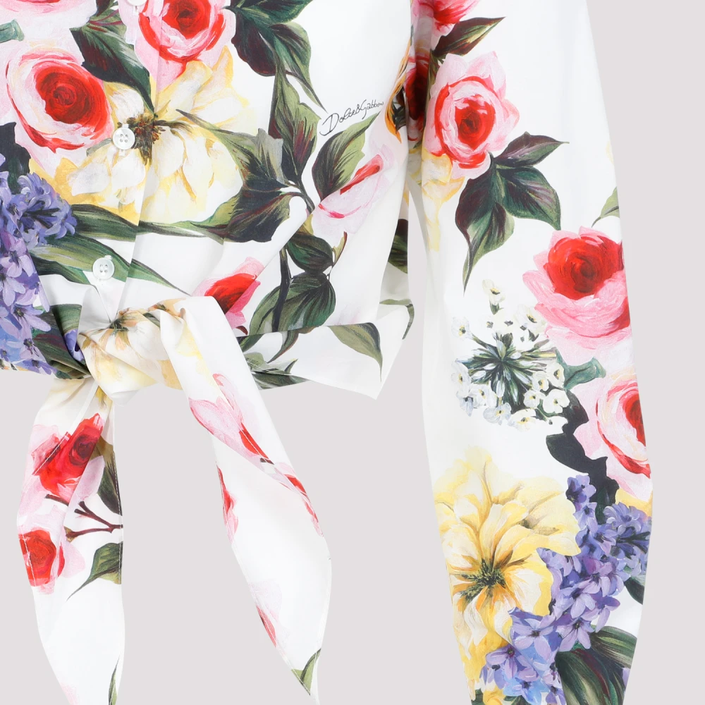 Dolce & Gabbana Bloemenprint Witte Katoenen Overhemd Multicolor Dames