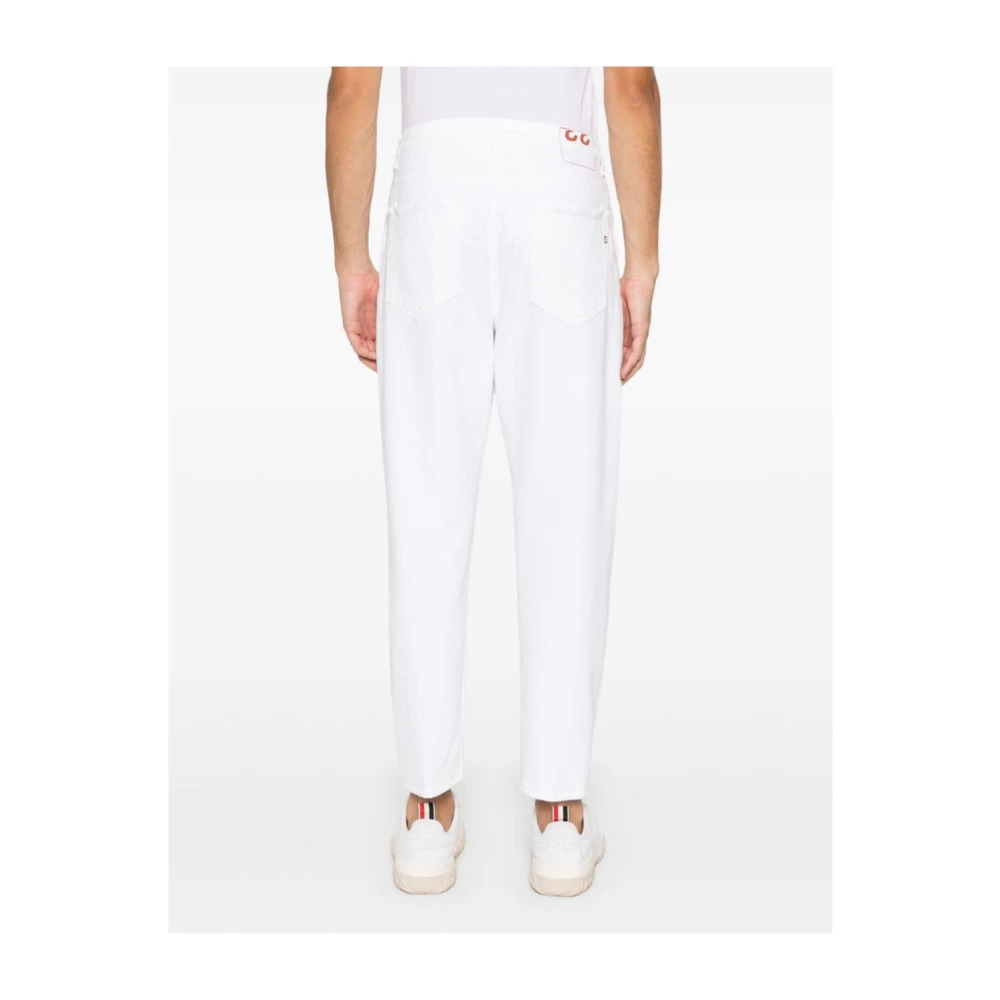 Dondup Witte katoenen broek met taps toelopende pijpen White Heren