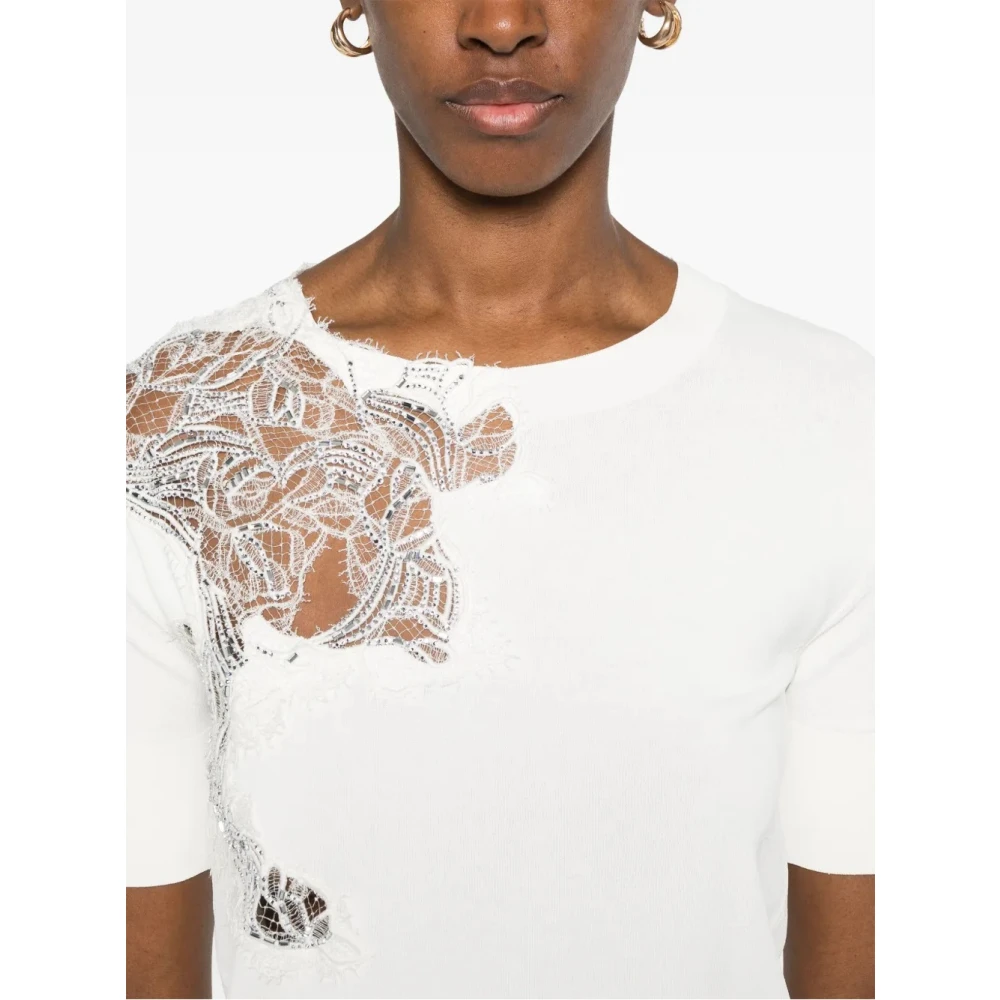 Ermanno Scervino Korte Mouw Sweater Gebreide Kleding White Dames