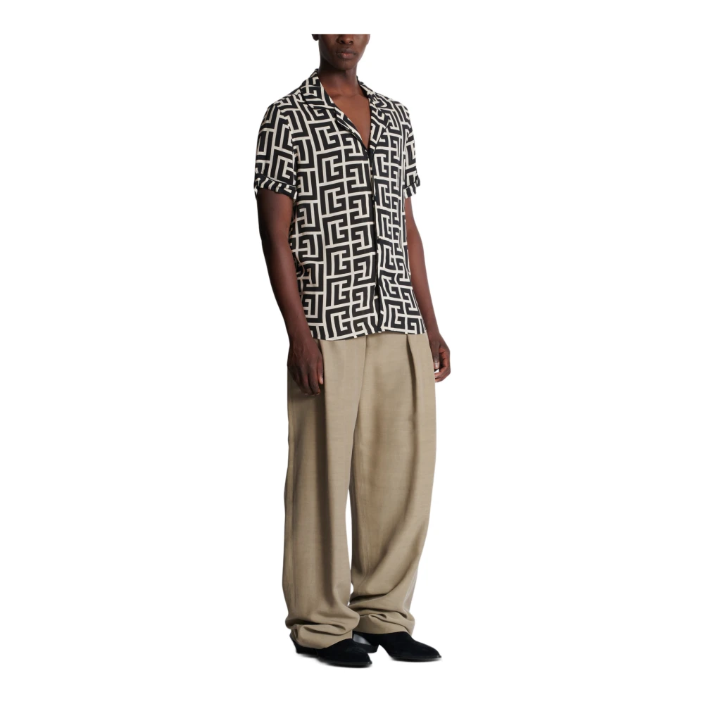 Balmain Kortemouw monogramshirt Black Heren