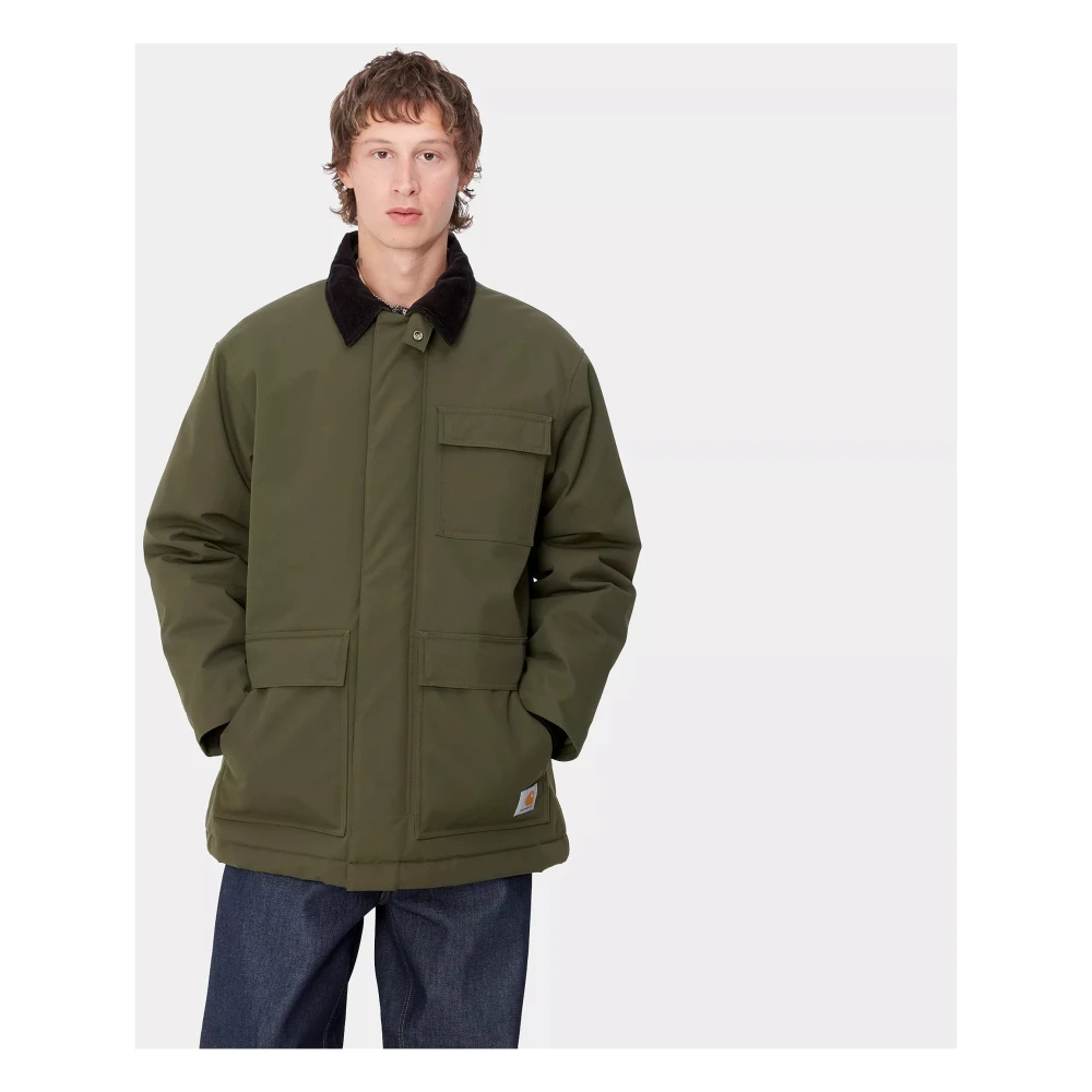 Carhartt WIP Nylonjas met ribfluwelen kraag Green Heren