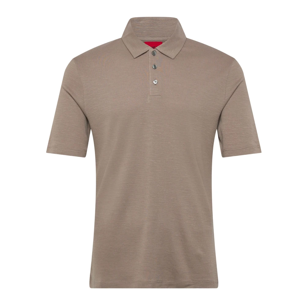 Hugo Men's Beige Polo Shirts, 2XL, Linen-Blend Polo Shirt
