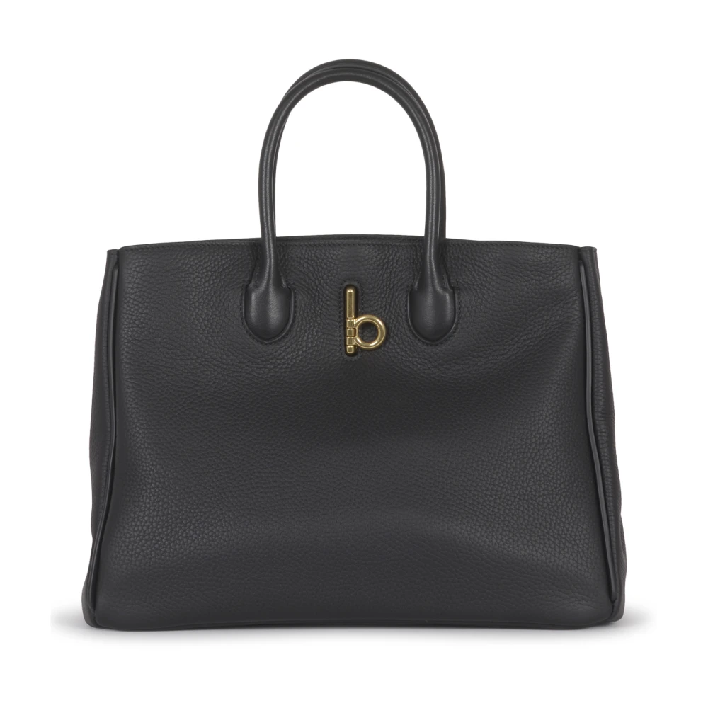 Burberry Zwarte Leren Tote Tas met 'b' Sluiting Black Dames