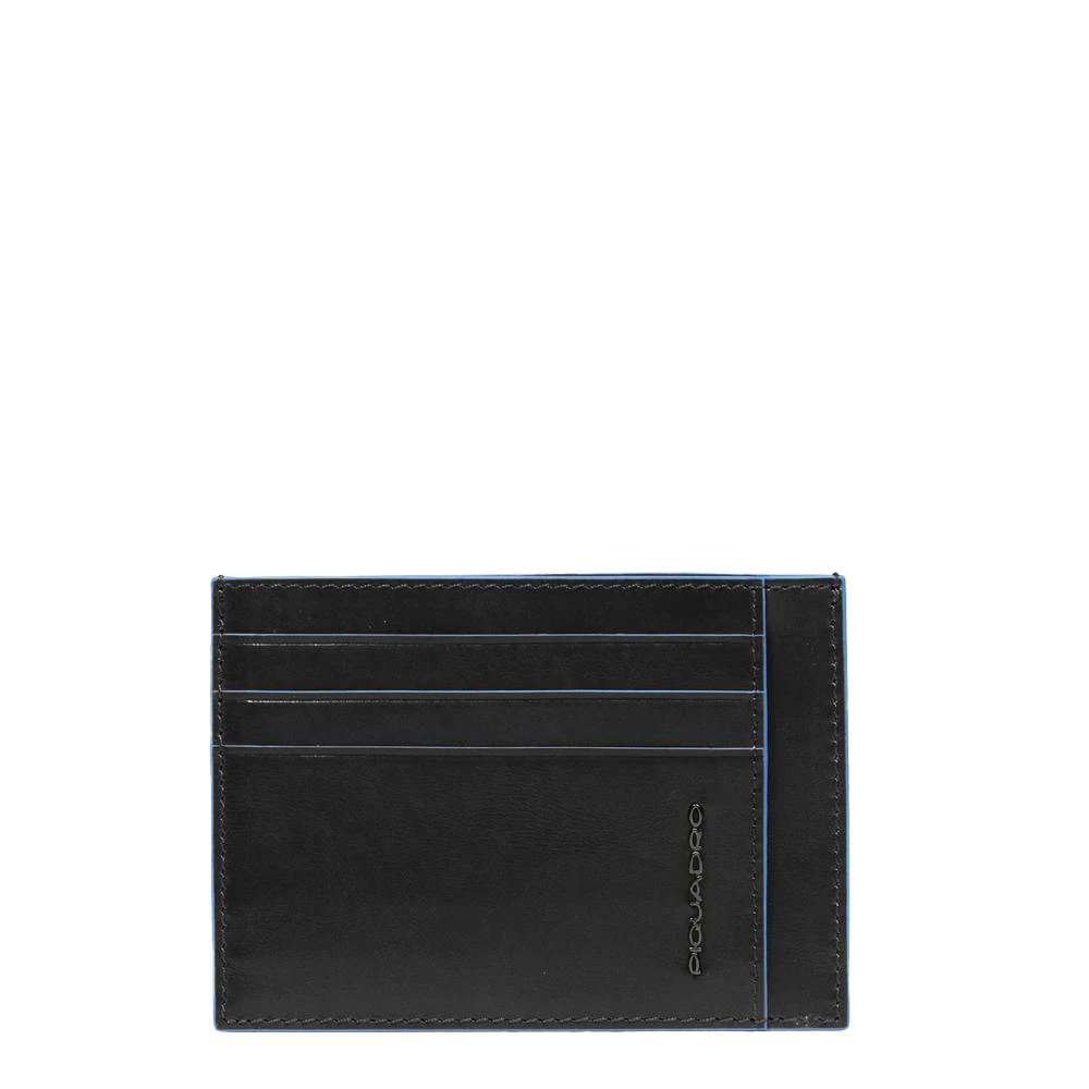 Piquadro Homme Noir Accessoires, Taille: One Size Porte-Cartes De Crédit Fin En Cuir Avec Protection Rfid