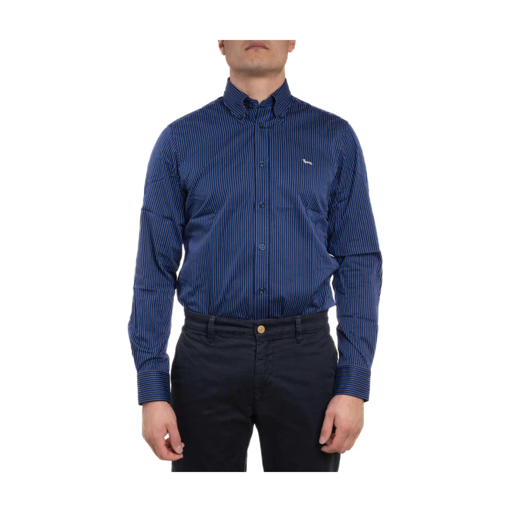 Harmont & Blaine Gestreept Katoenen Casual Overhemd Blue Heren