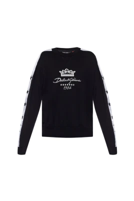Svart bomulls-tröja med logoprint