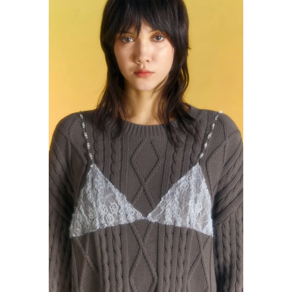 Andersson Bell Kanten Bh Gebreide Boyfriend Sweater Gray Dames