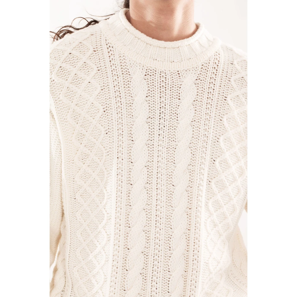 C.P. Company Intarsia Lamswol Gebreid White Heren