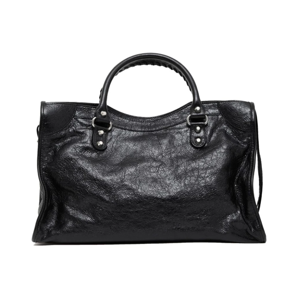 Balenciaga Gestructureerde Zwarte Leren Handtas Black Dames