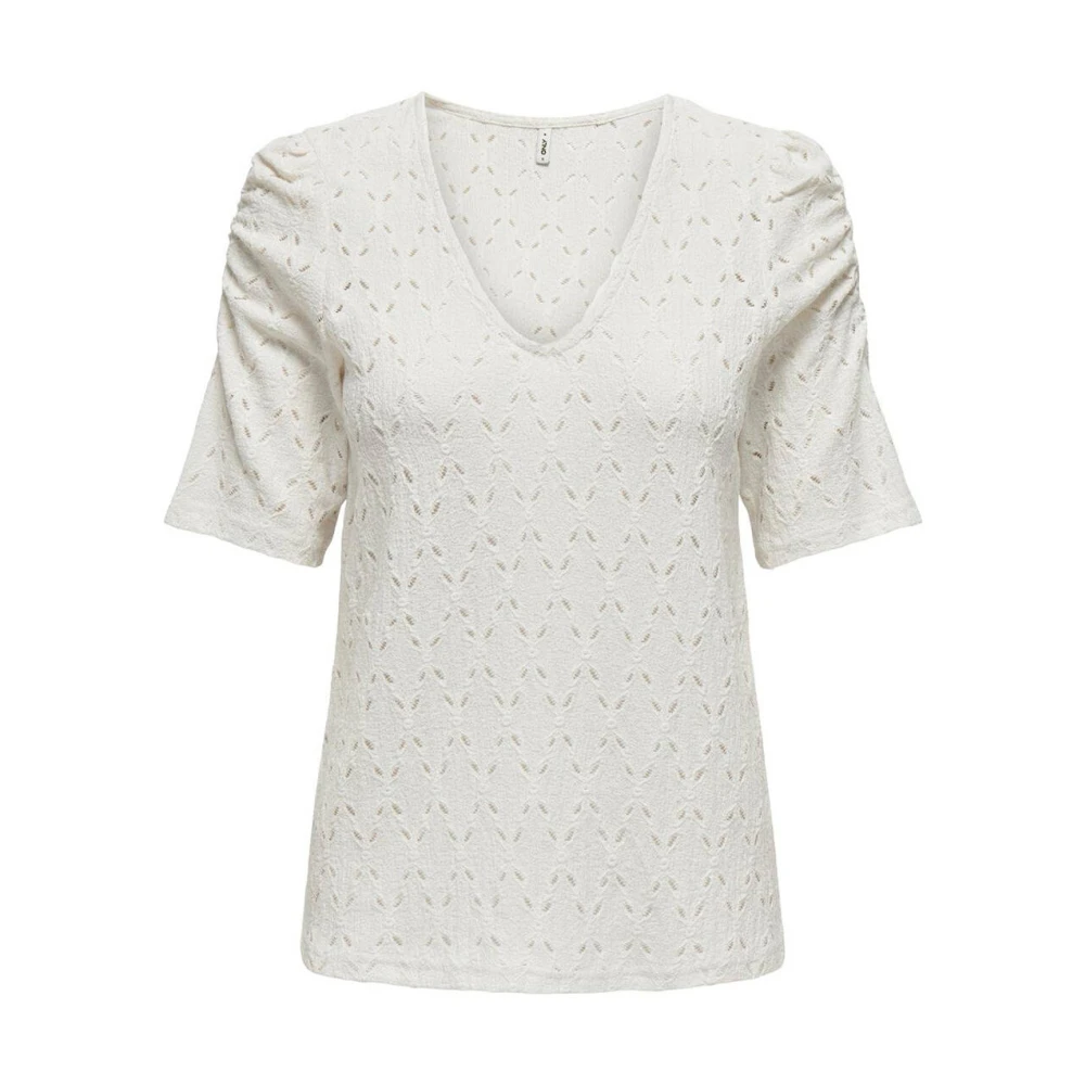 Only V-Hals Puff Top White Dames