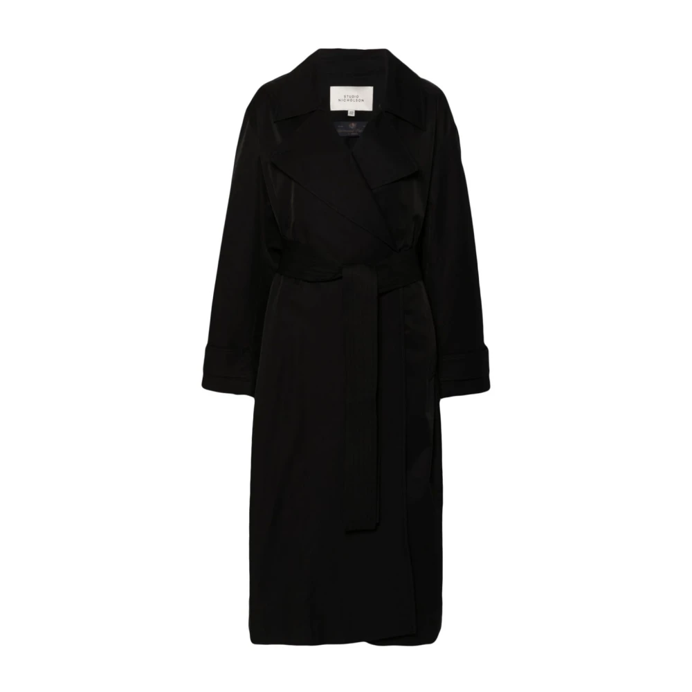 Studio Nicholson Zwarte waterafstotende double-breasted jas Black Dames