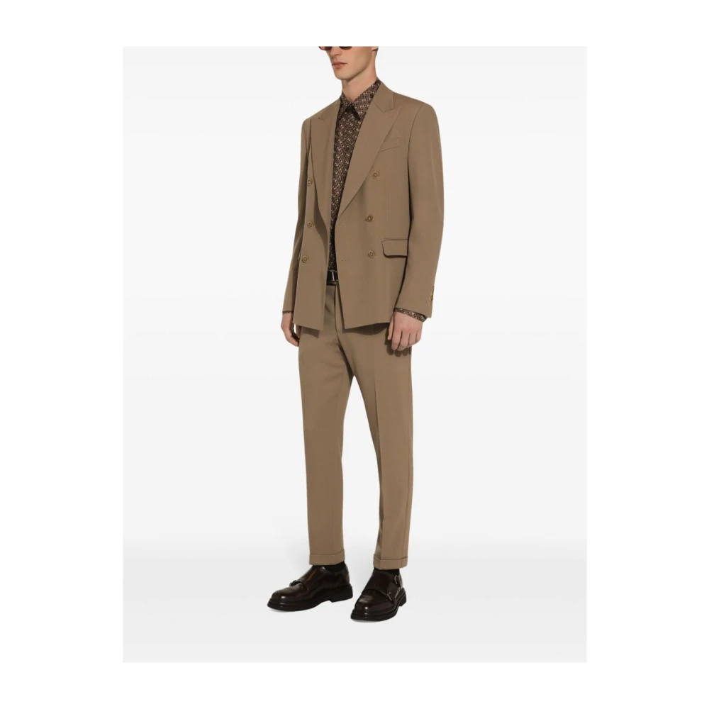 Dolce & Gabbana Bruine Wollen Mix Broek Brown Heren