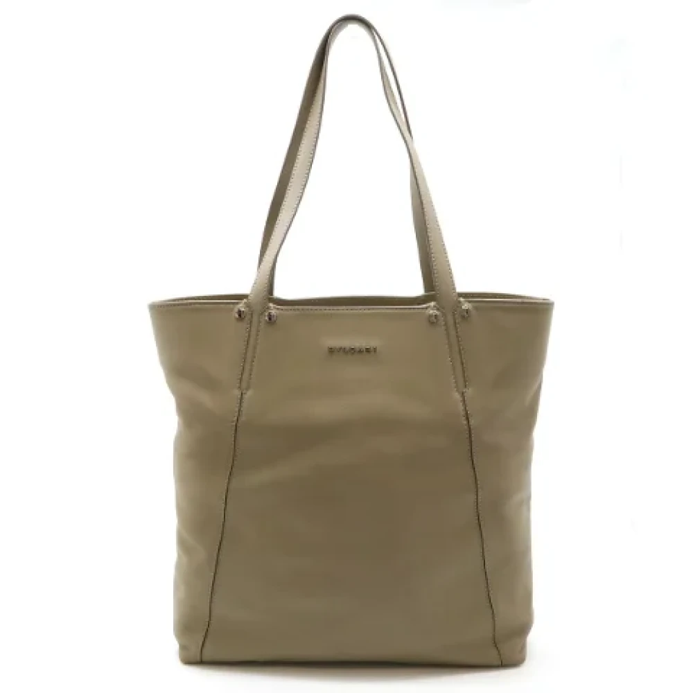 Bvlgari Vintage Pre-owned Leather shoulder-bags Gray Dames