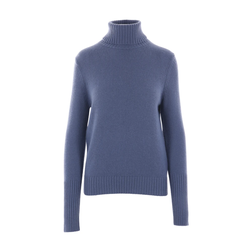 Allude Blauwe Kasjmier Trui Hoge Hals Blue Dames